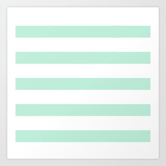 Maritime - Mint green and White stripes-horizontal Art Print