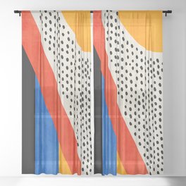 Mid Century Abstract Landscape Sheer Curtain