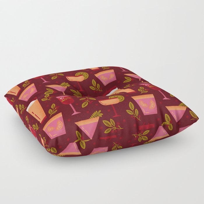 Holiday Drinks Pattern Floor Pillow