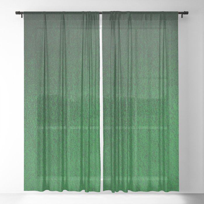 Emerald Green Ombre Design Sheer Curtain