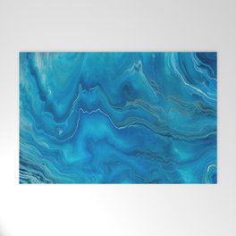 Blue & Teal Marble Agate Abstraction Welcome Mat
