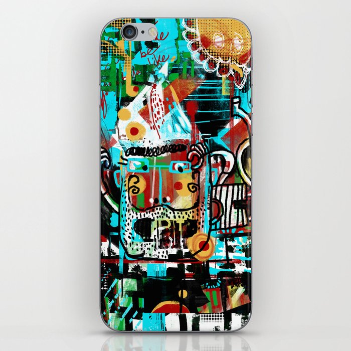Grungy cool bearded guy. Abstract graffiti painting iPhone Skin