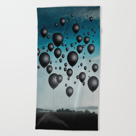 In Limbo - black balloons Beach Towel