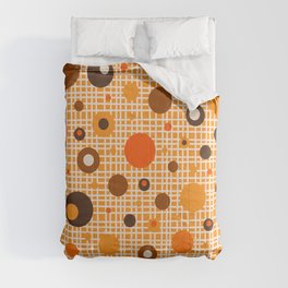 Mid Century Modern Dotty Dots Woven Pattern in Retro 70s Orange Brown Beige Comforter
