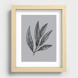 Elegant Leaves Nature Black + Gray Grey Recessed Framed Print
