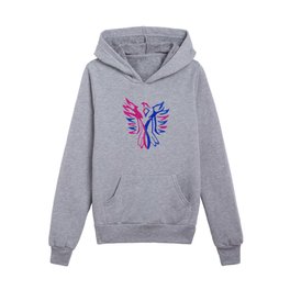 Phoenix in Dark Blue and Dark Pink Kids Pullover Hoodies