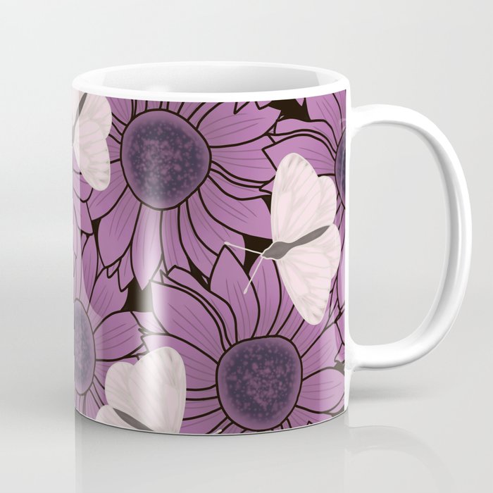 Purple Flowers and Butterflies Coffee Mug