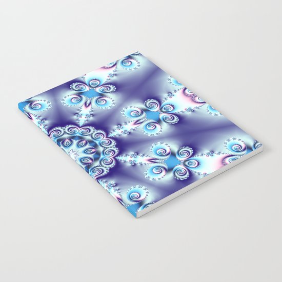 Elegant swirly kaleidoscope design in soft blue, pink, purple and cream Notebook