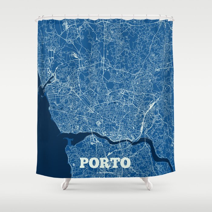 Street Map Of Porto Portugal Porto, Portugal street map Shower Curtain by cartoposters | Society6