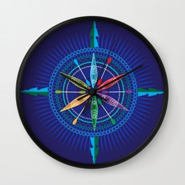 Kayak Compass Rose Wall Clock | Vector, Sports, Graphic Design, Pattern 