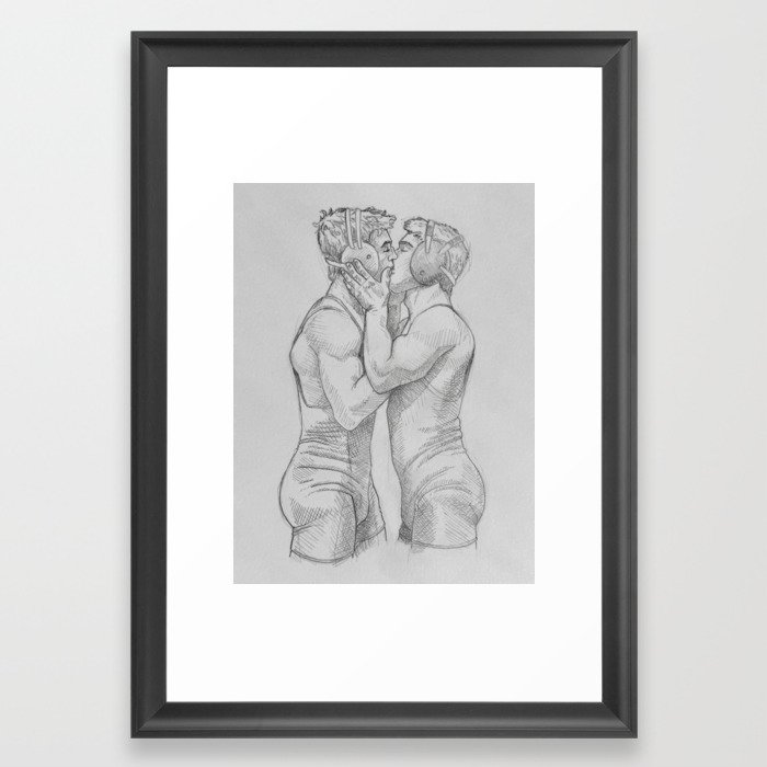 Wrestlers - NOODDOOD SKetch Framed Art Print