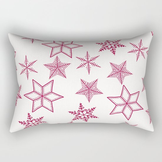 Red Snowflakes On White Background Rectangular Pillow