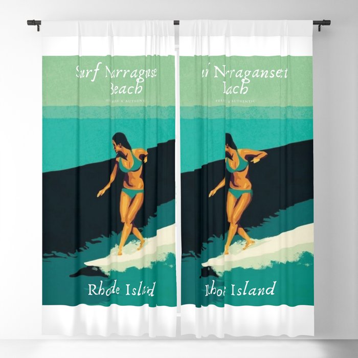 Surf Narragansett Beach, Rhode Island Vintage Surfing Big Swell Poster - New England Surfers Blackout Curtain