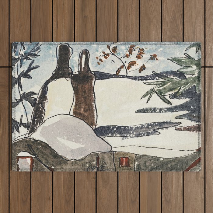 Arthur Dove Snowy Rooftops and Trees 1935 Outdoor Rug