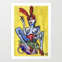 Money Bunny Art Print | Painting, Eroticart, Findom, Moneyart, Femme, Femdom, Moneyfetish, Nude, Sexpositive, Kink 