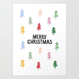 Merry Christmas Trees Art Print