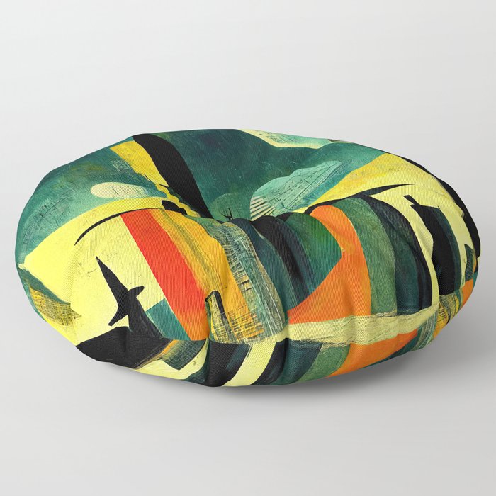 Abstract Futuristic Cityscape Floor Pillow