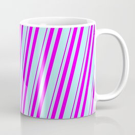 [ Thumbnail: Fuchsia & Turquoise Colored Striped/Lined Pattern Coffee Mug ]