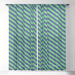 [ Thumbnail: Blue and Lime Green Colored Stripes/Lines Pattern Sheer Curtain ]