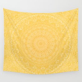 The Most Detailed Intricate Mandala (Mustard Yellow) Maze Zentangle Hand Drawn Popular Trending Wall Tapestry
