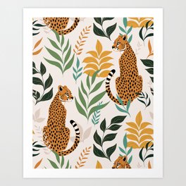 Spring Cheetah Pattern I - Green and Yellow Art Print