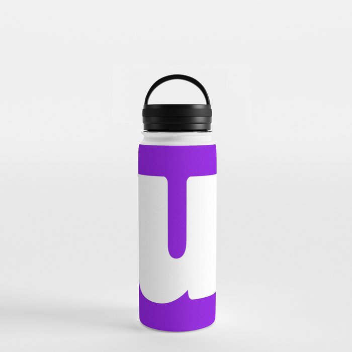 u (White & Violet Letter) Water Bottle