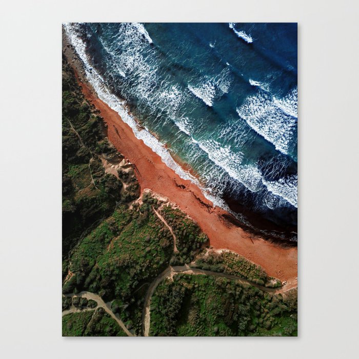 Riviera Beach in Golden Bay Malta | Ocean Waves Canvas Print