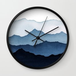 Blue Mountains in Watercolor Wall Clock