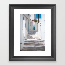 Santorini alleys Framed Art Print