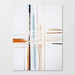 White Orange Teal Abstract Painting Canvas Print