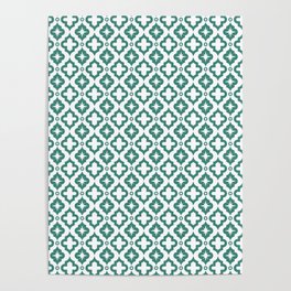 Green Blue Ornamental Arabic Pattern Poster