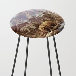 Grizzly Bear in the Rocky Mountains Counter Stool