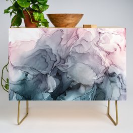 Blush and Payne's Grey Flowing Abstract Painting Credenza