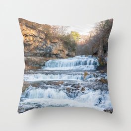 Cascading Waterfall | Long Exposure Photography Throw Pillow