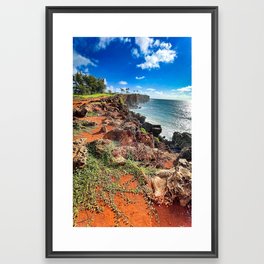 Poipu, Kauai, Hawaii, Cliffs, Portrait Framed Art Print