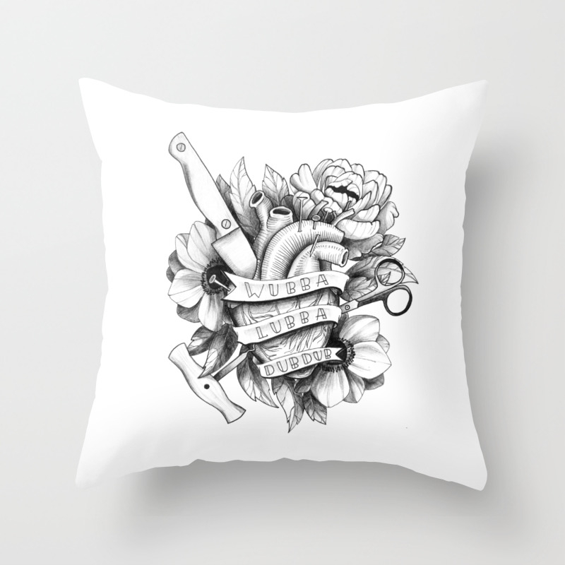Wubba Lubba Dub Dub Heart Tattoo Throw Pillow By Zelenkova Society6