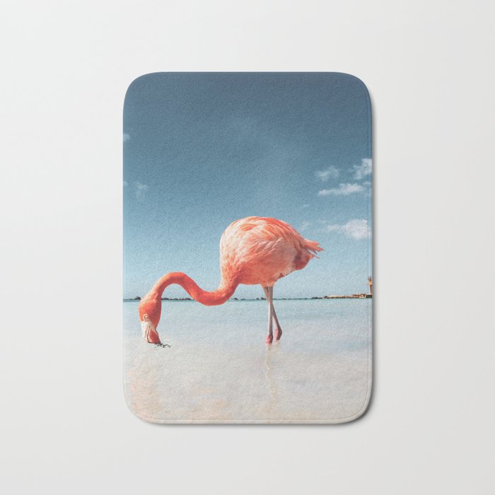 Free as a bird. Flamingo on Aruba  Bath Mat