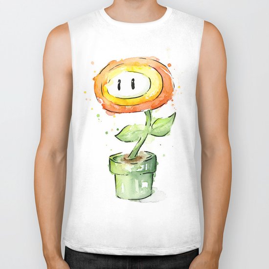 Fireflower Watercolor Painting Biker Tank