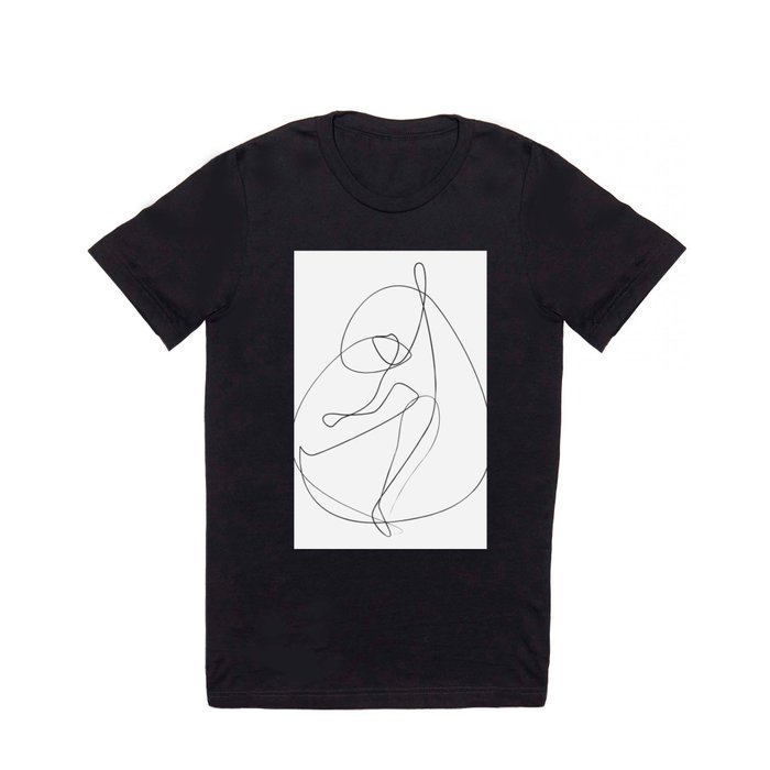 abstract outline illustration - black and white figure / silhouette dancing  female  body drawing T Shirt
