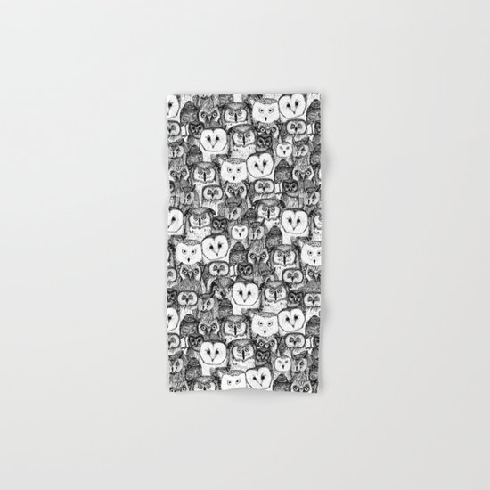 just owls black white Hand & Bath Towel