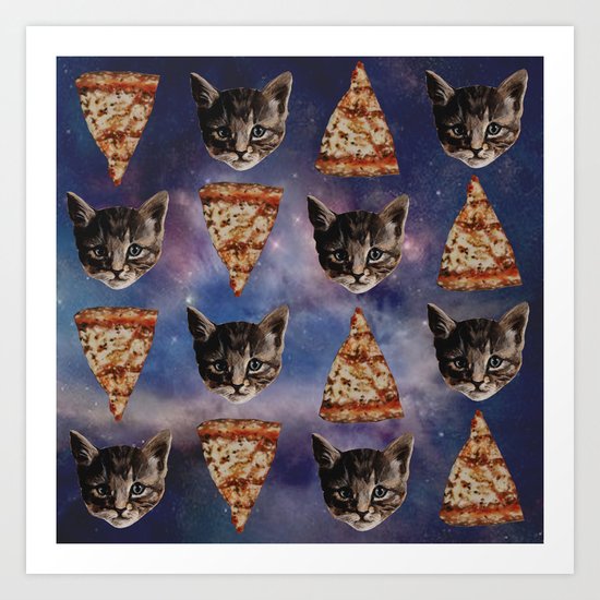 Kitten Pizza Galaxy Art Print