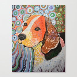 Rocky ... Abstract pet dog portrait art, Beagle Canvas Print