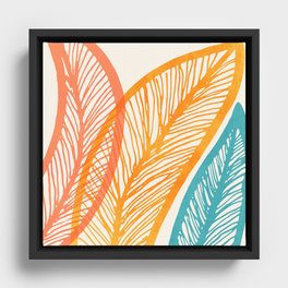 Colorful Tropical Flora - Retro Palette Framed Canvas