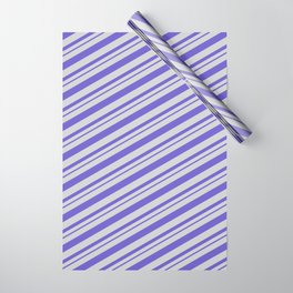 [ Thumbnail: Light Grey & Slate Blue Colored Lines Pattern Wrapping Paper ]