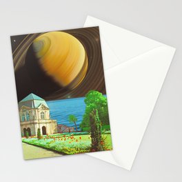 Outer Garden - Space Collage, Retro Futurism, Sci-Fi Stationery Card