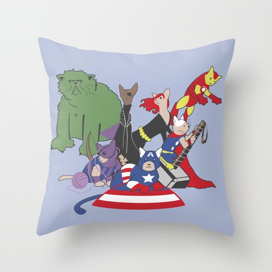 The Catvengers - Earth's Mightiest Kitties Throw Pillow