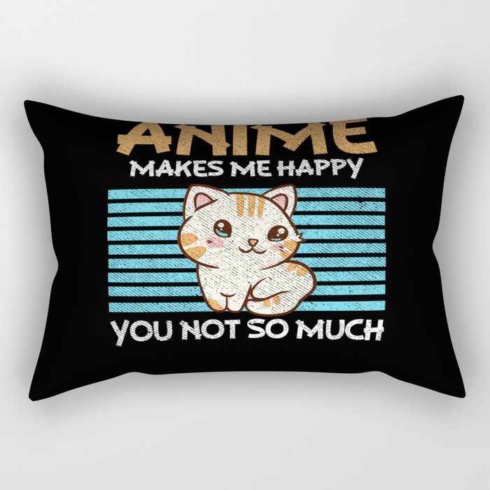 Anime Art For Women Teen Girls Kawaii Anime Cat Rectangular Pillow