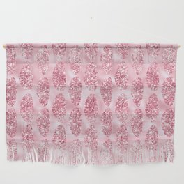 Pink Glitter Tropical Palm Leaves Pattern Wall Hanging