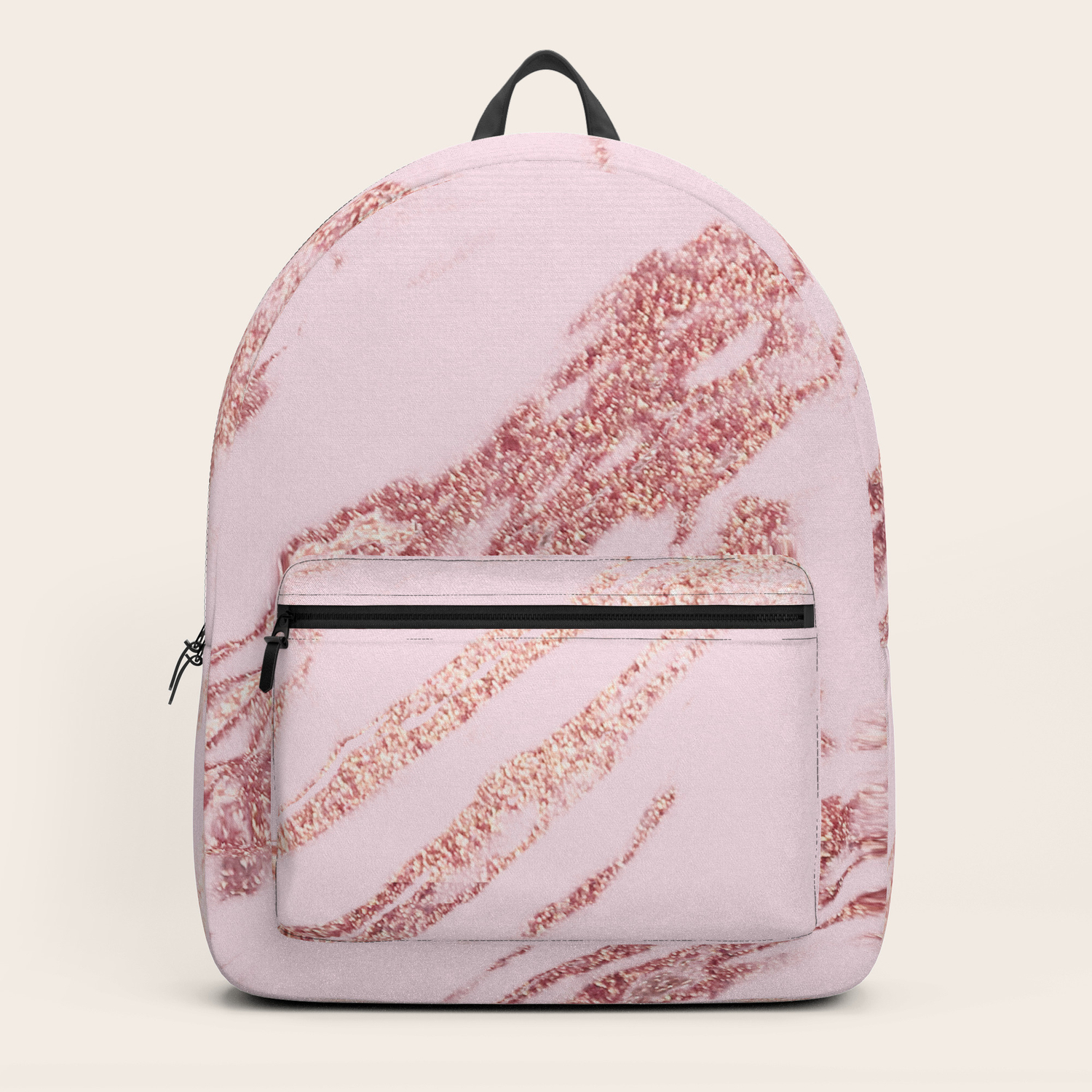 pink and gold backpack