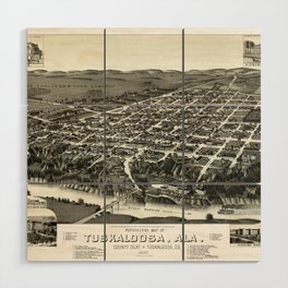 Tuscaloosa-Alabama-1887 vintage pictorial map Wood Wall Art